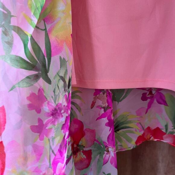 Rabbit Rabbit Rabbit Designs Women's Pink Floral Off The Shoulder Dress Size 16 - Picture 7 of 10